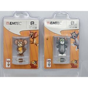 2 Lot Tom & Jerry EMTEC figures 8GB USB 2.0 Flash Drive NEW SEALED